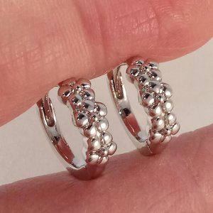 Silver Plated Flower Hoop Earrings 12mm Women's Party Gift